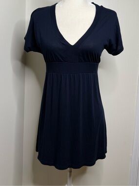 Gap Tunic Baby Doll Top 2007 Navy Blue Empire Waist Size Small Thin Pima Cotton